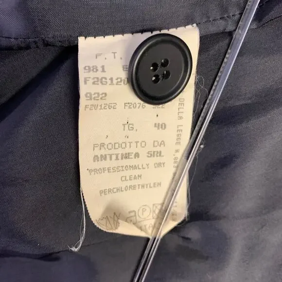 EMPORIO ARMANI Size 4 Navy Wool Blend Stripe Single Button Jacket Blazer - Picture 6 of 8